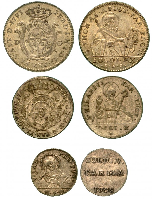 PARMA. Ferdinando I di Borbone (1765-1802). Lotto composto da lira 1793 (BB) -me...