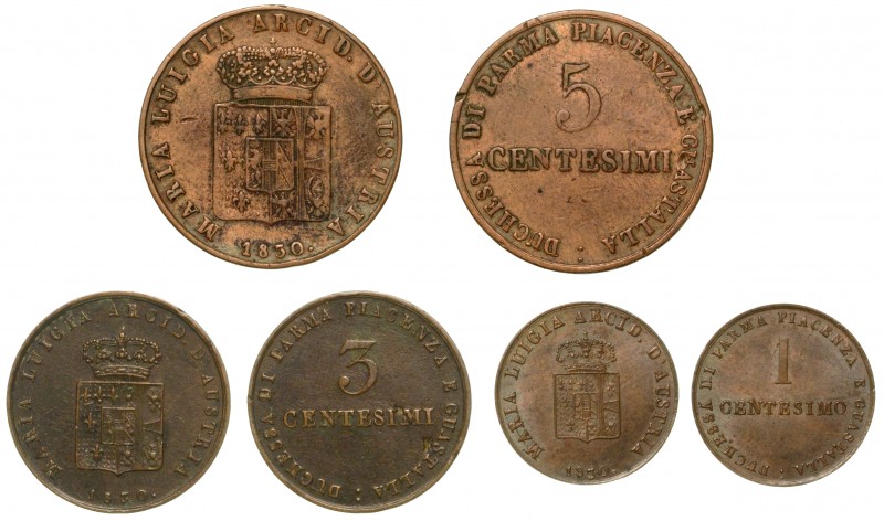 PARMA. Maria Luigia d’Austria (1815-1847) - lotto composto da 5 centesimi 1830 (...