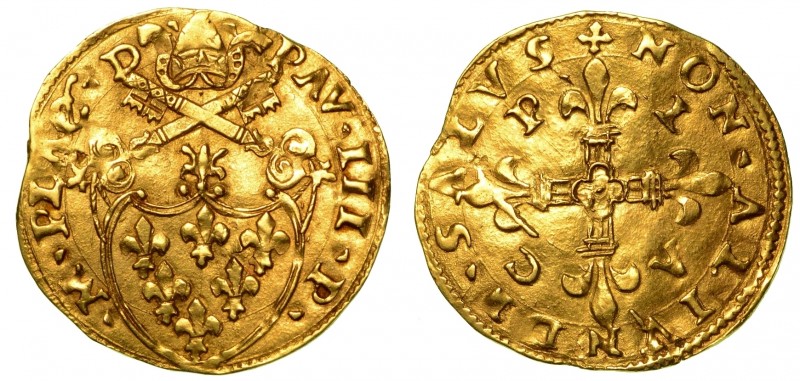 PIACENZA. Paolo III (1534-1549). Scudo d'oro. Stemma sormontato da chiavi decuss...