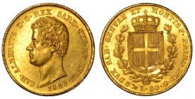 SAVOIA. Carlo Alberto (1831-1849) – 20 lire 1849/GE. Busto a s. R/ Scudo coronato, ornato del collare dell'Annunziata, tra due rami di quercia. Gig. 4...