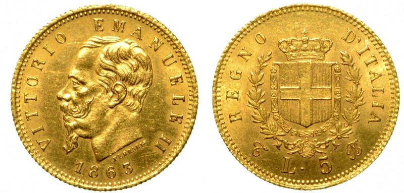 SAVOIA. Vittorio Emanuele II (Regno di Sardegna: 1849-1861) - 5 lire 1863 Torino...