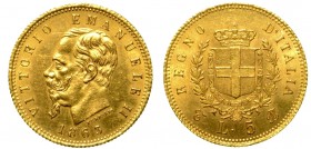 SAVOIA. Vittorio Emanuele II (Regno di Sardegna: 1849-1861) - 5 lire 1863 Torino. Busto a s. R/ Scudo coronato, ornato del collare dell'Annunziata, tr...