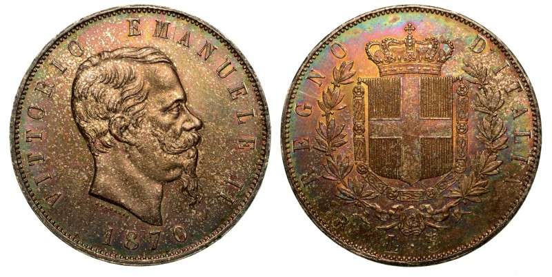 SAVOIA. Vittorio Emanuele II (Regno di Italia: 1861-1878) - 5 lire 1870. Roma. T...