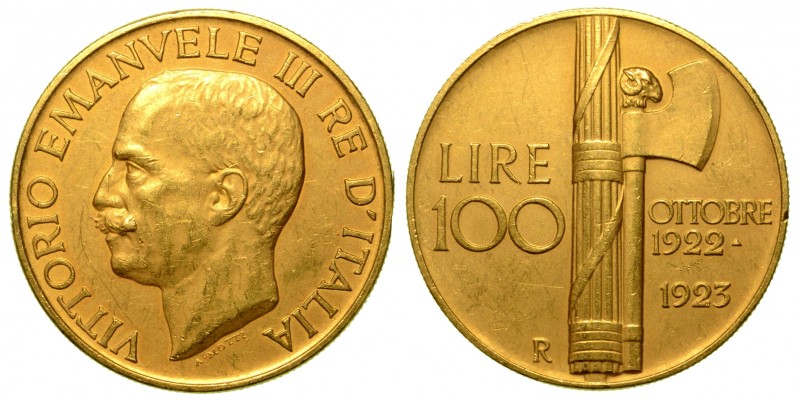 SAVOIA. Vittorio Emanuele III (1900-1946) - 100 lire 1923. Fascio. Testa nuda a ...