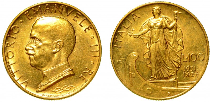 SAVOIA. Vittorio Emanuele III (1900-1946) - 100 lire 1931/IX. Italia su prora. T...