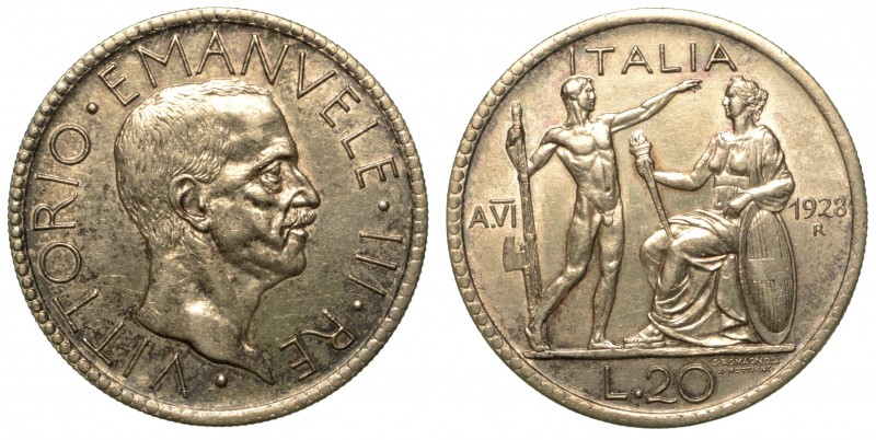 SAVOIA. Vittorio Emanuele III (1900-1946) - Da 20 lire 1928/VI. Littore. Testa n...