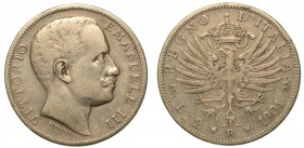 SAVOIA. Vittorio Emanuele III (1900-1946) - 2 lire 1901. Busto a d. R/ Aquila araldica coronata. Gig. 90 g. 10,04 Rara. arg MB

No iva sul margine