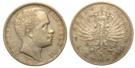 SAVOIA. Vittorio Emanuele III(1900-1946) - 2 lire 1902. Busto a d. R/ Aquila araldica coronata. Gig. 91 g. 10,04 arg BB/SPL

No iva sul margine