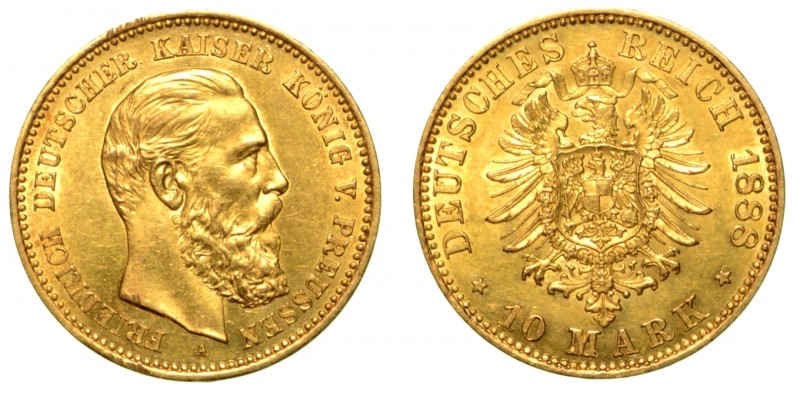 GERMANIA. Federico III di Prussia (1888) - Da 10 marchi 1888 Berlino. Testa a d....