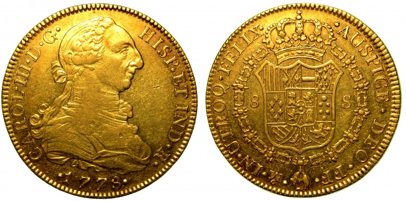REGNO DI SPAGNA. Carlo III (1759-1788) - Da 8 scudi 1778 (Messico). Busto di Car...