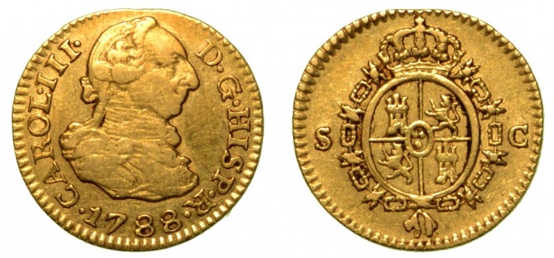 REGNO DI SPAGNA. Carlo III (1759-1788) -Mezzo scudo 1788 (Siviglia). Busto di Ca...