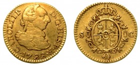 REGNO DI SPAGNA. Carlo III (1759-1788) -Mezzo scudo 1788 (Siviglia). Busto di Carlo III a d. R/ Stemma coronato. Calicò 808. g. 1,71. oro. MB/BB

No...