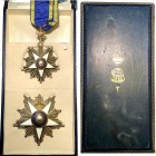 EGITTO. Sultano Hussein Kamil (1914-1917) - Ordine del Nilo. Argento e smalti - Placca di prima classe. Werlich p.79, n.231 e Croce con nastro. Scatol...