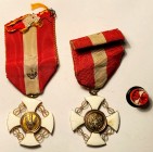 ITALIA. Croce di Cavaliere dell' Ordine della Corona d'Italia (g. 10,57). Oro e smalti. Con nastro e bottone. Barac 814
Due esemplari (uno in conserv...