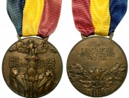 ITALIA. Vittorio Emanuele III (1900-1946) - Medaglia commemorativa della spedizione di Fiume. Bronzo. Nastro originale con gli antichi colori di Fiume...