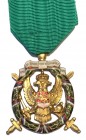 MONTENEGRO. Nicola I (1910.-1918) - Medaglia commemorativa della Vittoria 21.12.1918. Con nastro originale. Argento dorato e smalti Misure, 41x45