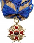 ROMANIA Ordine della Corona di Romania (1881-1947). Medaglia di Gran Croce per civili. Con lungo nastro da cerimonia originale. Misure 70x70. Piccole ...