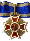 ROMANIA. Ordine della Corona di Romania (1881-1947). Pendente da Commendatore. Argento dorato con smalti. Con nastro originale. Werlich, p. 262, n.815...