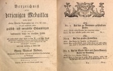 RIEDNER G. N. Verzeichni aller Derienigen Medaillen. Nurnberg, 1776.  142 pp. + indici. Non illustrato.
Formato in 16°, circa cm. 17x20. Condizioni d...