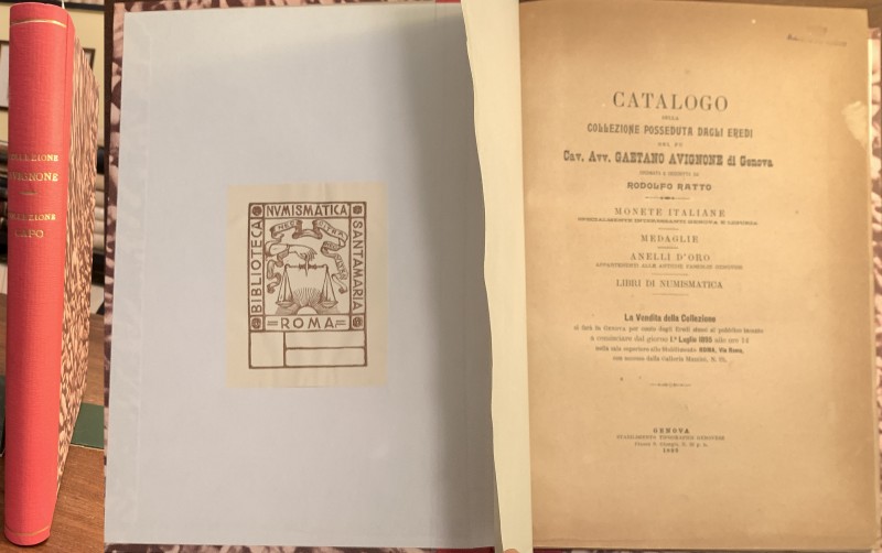 RATTO R. Catalogo dell Collezione posseduta dagli eredi del fu Cav. Avv. Gaetano...