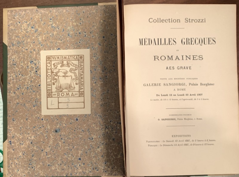 SANGIORGI.  Collection Strozzi, Médailles Grecques et Romaines, Aes Grave (Roma,...