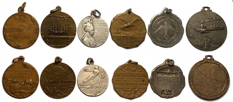 Lotto di 6 medaglie soggetto aereonautico. Diametri da mm. 26 a 30