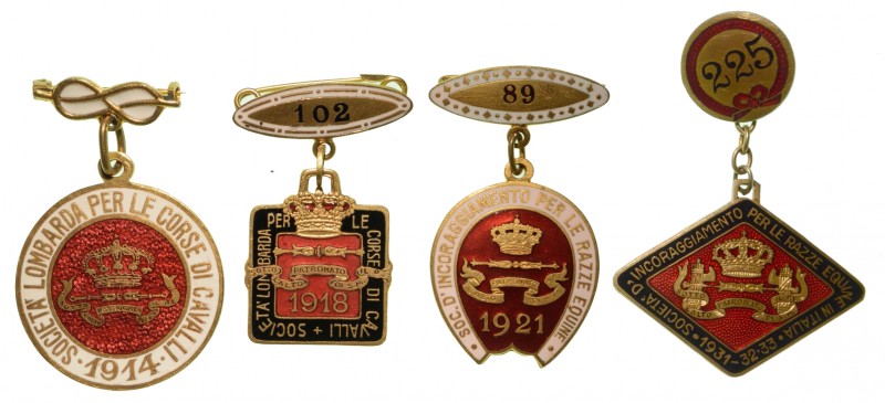 Lotto di 4 medaglie soggetto ippico anni 1914 - 1933