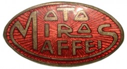 MOTO MIRO MAFFEIS - distintivo misure 25x13 
I fratelli Carlo e Miro Maffeis costruirono bicilindriche a V e, negli anni '20, modelli con motori.