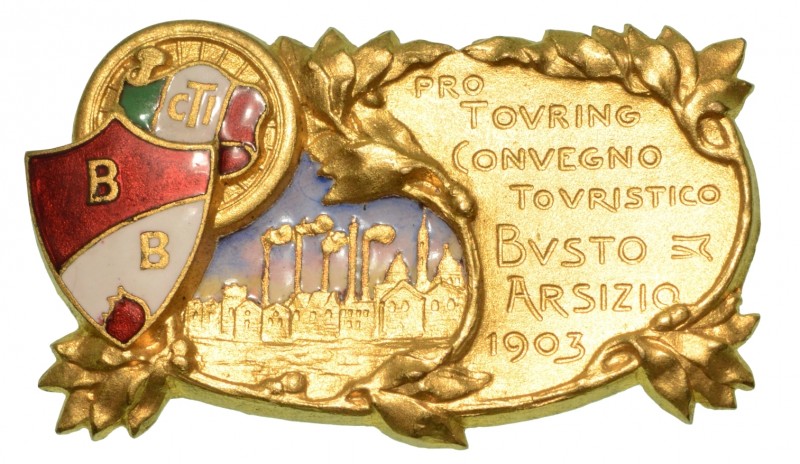 C.T.I. CONVEGNO TURISTICO BUSTO ARSIZIO 1903 - distintivo di partecipazione. Dim...