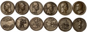 Lotto di 6 medaglie soggetto B. Mussolini. Diam. mm. 28