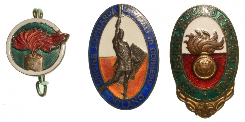 Lotto di 3 distintivi periodo prima guerra mondiale: Carabinieri e Unione Uffici...