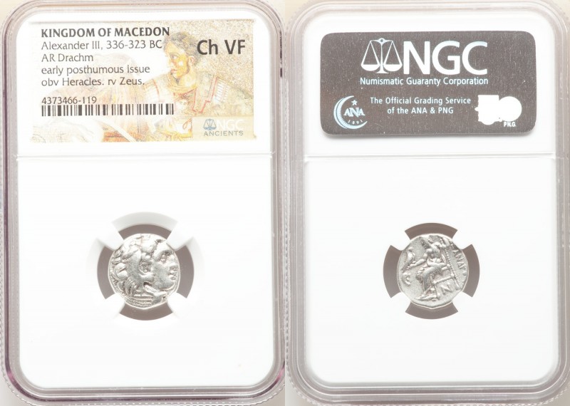 KINGDOM OF MACEDON. Alexander III (336-323 BC). AR drachm (16mm, 11h). NGC Choic...