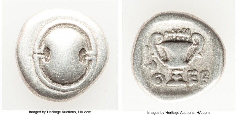BOEOTIA. Federal Coinage. Ca. 425-375 BC. AR hemidrachm (12mm, 2.56 gm, 12h). VF...