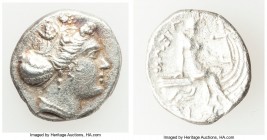 EUBOEA. Histiaea. Ca. 3rd-2nd centuries BC. AR tetrobol (14mm, 2.31 gm, 11h). Choice VF. Head of nymph right, wearing vine-leaf crown, earring and nec...