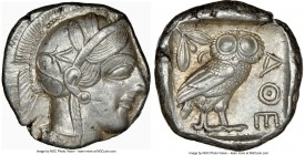 ATTICA. Athens. Ca. 440-404 BC. AR tetradrachm (24mm, 17.18 gm, 4h). NGC AU 5/5 - 4/5. Mid-mass coinage issue. Head of Athena right, wearing crested A...