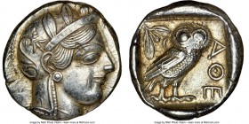ATTICA. Athens. Ca. 440-404 BC. AR tetradrachm (24mm, 17.17 gm, 11h). NGC Choice XF 4/5 - 4/5. Mid-mass coinage issue. Head of Athena right, wearing c...