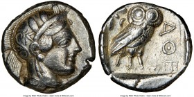 ATTICA. Athens. Ca. 440-404 BC. AR tetradrachm (24mm, 15.75 gm, 1h). NGC XF 5/5 - 4/5. Mid-mass coinage issue. Head of Athena right, wearing crested A...