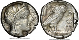 ATTICA. Athens. Ca. 440-404 BC. AR tetradrachm (24mm, 17.19 gm, 4h). NGC XF 4/5 - 4/5. Mid-mass coinage issue. Head of Athena right, wearing crested A...