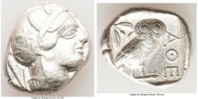ATTICA. Athens. Ca. 440-404 BC. AR tetradrachm (25mm, 17.17 gm, 6h). About VF. Mid-mass coinage issue. Head of Athena right, wearing crested Attic hel...