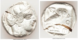 ATTICA. Athens. Ca. 440-404 BC. AR tetradrachm (25mm, 17.13 gm, 11h). XF, bent. Mid-mass coinage issue. Head of Athena right, wearing crested Attic he...