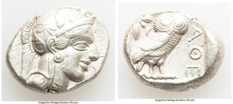 ATTICA. Athens. Ca. 440-404 BC. AR tetradrachm (25mm, 17.20 gm, 1h). XF. Mid-mas...