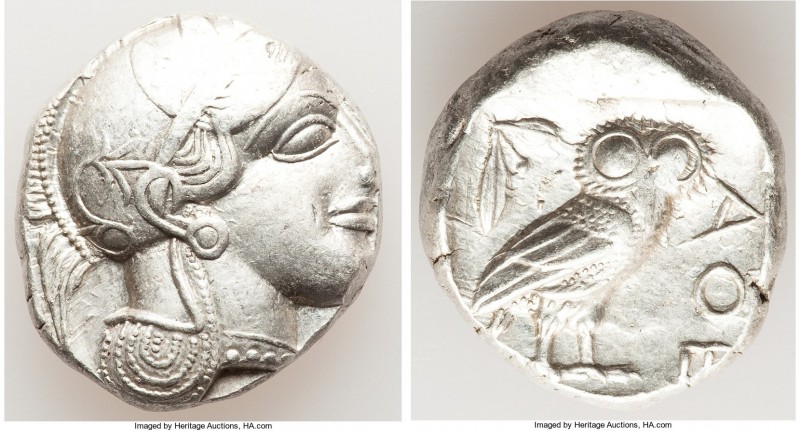ATTICA. Athens. Ca. 440-404 BC. AR tetradrachm (24mm, 17.18 gm, 12h). XF. Mid-ma...