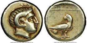 LESBOS. Mytilene. Ca. 377-326 BC. EL sixth-stater or hecte (11mm, 2.53 gm, 3h). NGC VF 5/5 - 4/5. Head of Apollo Carneius right, with horn of Ammon / ...