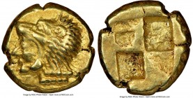 IONIA. Erythrae. Ca. 550-500 BC. EL sixth-stater or hecte (10mm, 2.52 gm). NGC XF 5/5 - 4/5. Head of Heracles left, wearing lion-skin headdress / Irre...