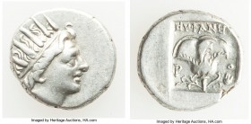 CARIAN ISLANDS. Rhodes. Ca. 88-84 BC. AR drachm (14mm, 2.94 gm, 12h). Choice VF. Plinthophoric standard, Euphanes, magistrate. Radiate head of Helios ...