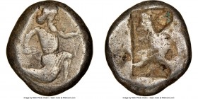 ACHAEMENID PERSIA. Xerxes II-Artaxerxes II (ca. 5th-4th centuries BC). AR siglos (20mm). NGC VF. Ca. 375-340 BC. Persian Great King in kneeling-runnin...