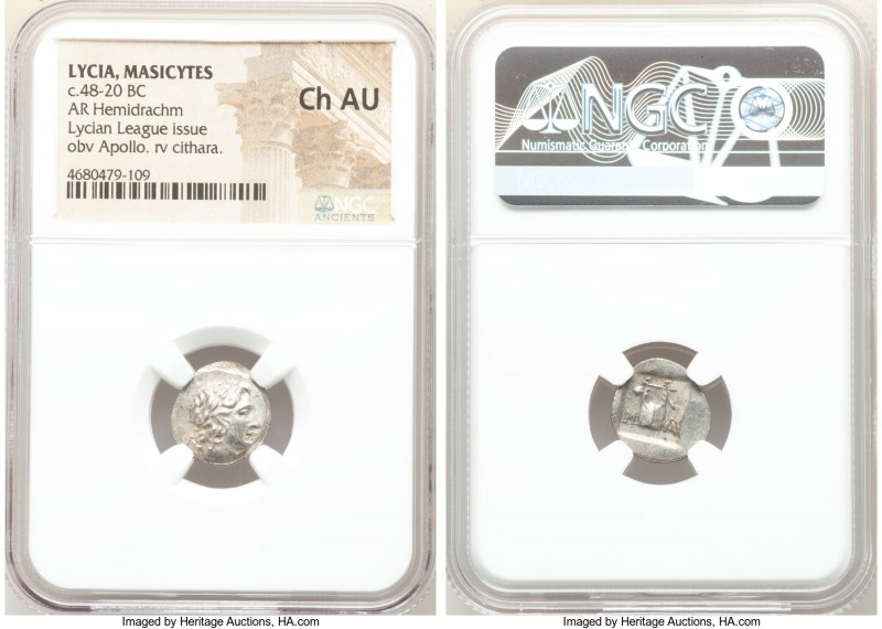 LYCIAN LEAGUE. Masicytes. Ca. 48-20 BC. AR hemidrachm (15mm, 12h). NGC Choice AU...