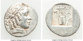 LYCIAN LEAGUE. Masicytes. Ca. 48-20 BC. AR hemidrachm (15mm, 1.88 gm, 1h). AU. Series 2. Laureate head of Apollo right, wearing taenia; Λ-Y below / M-...