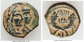 NABATAEAN KINGDOM. Aretas IV and Shaqilat (9 BC-AD 40). AE (18mm, 3.94 gm, 10h). Choice VF. Petra, AD 20-40. Jugate busts of Aretas IV and Shaqilat ri...