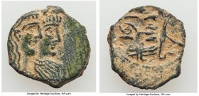NABATAEAN KINGDOM. Rabbel II and Queen Gamilath (AD 70-106). AE (16mm, 2.59 gm, 11h). About XF. Petra, AD 92/3-105/6. Jugate busts of Rabbel II and Ga...